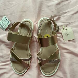 Gold and Pink Strappy Sandals